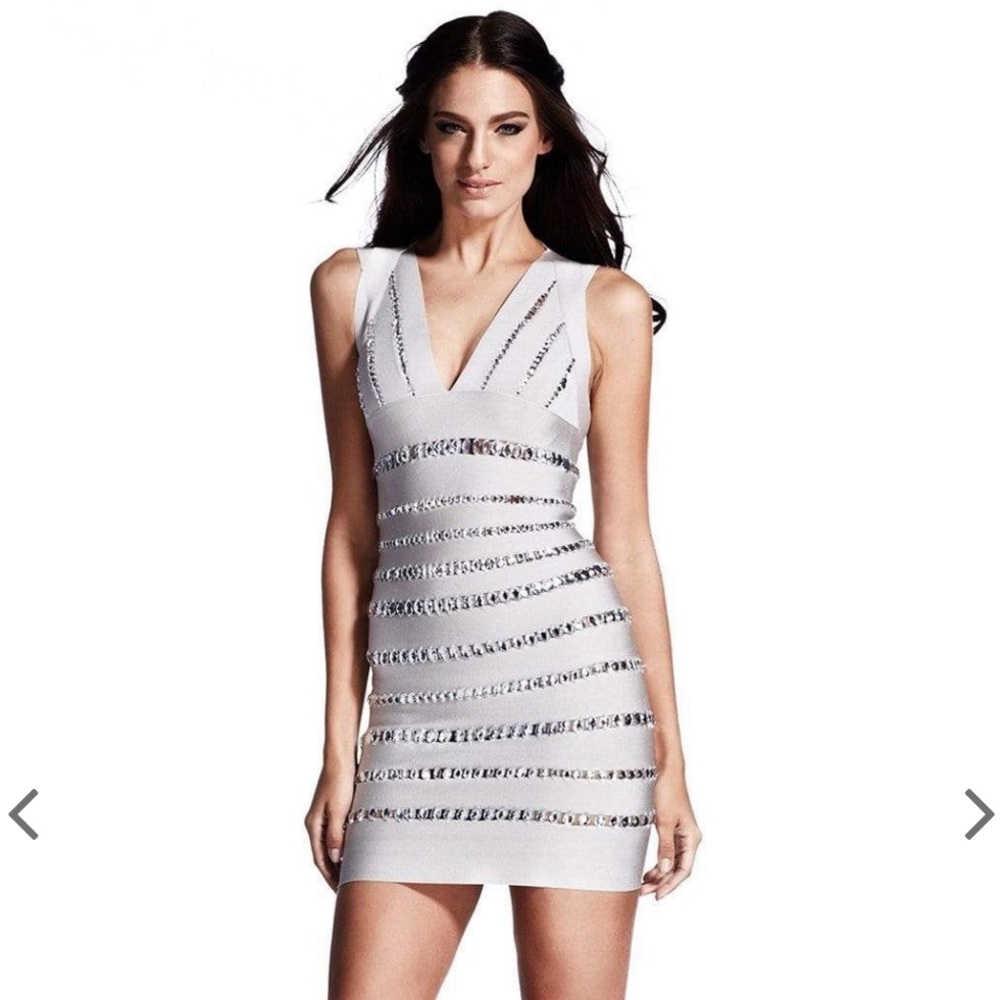 Light Grey Sequin Bandage dress